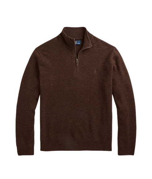 Wool Quarter-zip Sweater - Brown