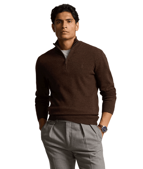 Wool Quarter-zip Sweater - Brown