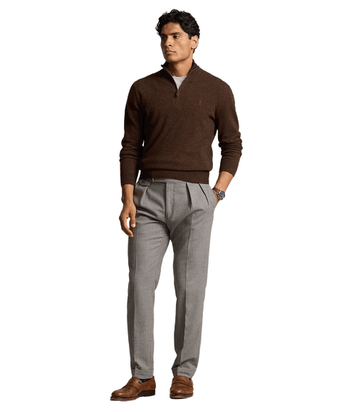 Wool Quarter-zip Sweater - Brown