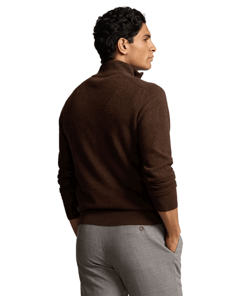 Wool Quarter-zip Sweater - Brown