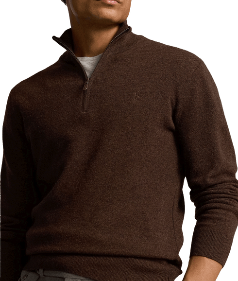 Wool Quarter-zip Sweater - Brown