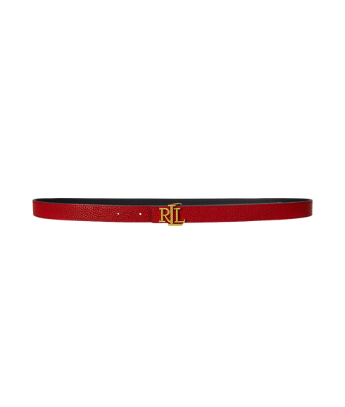 Logo Reversible Embossed Skinny Belt - Black
