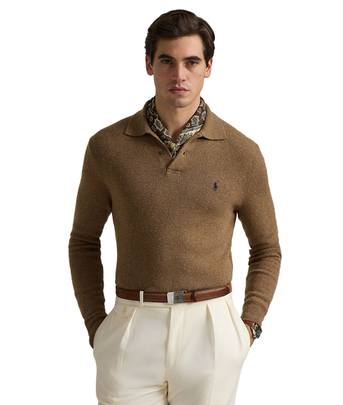 Wool-Cotton Crewneck Sweater - Brown