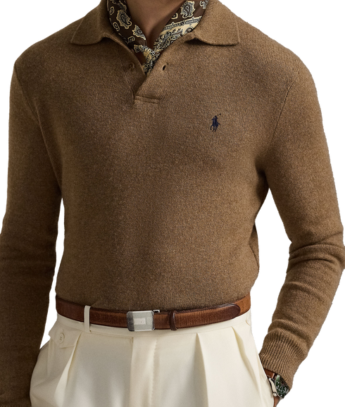 Wool-Cotton Crewneck Sweater - Brown