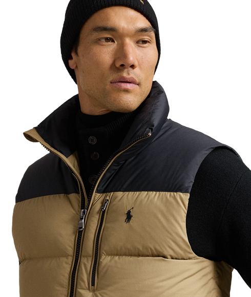 The Gorham Color-Blocked Down Vest - Gold