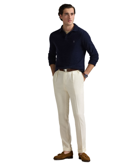 Wool-Cotton Crewneck Sweater - Navy