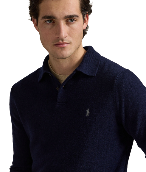 Wool-Cotton Crewneck Sweater - Navy