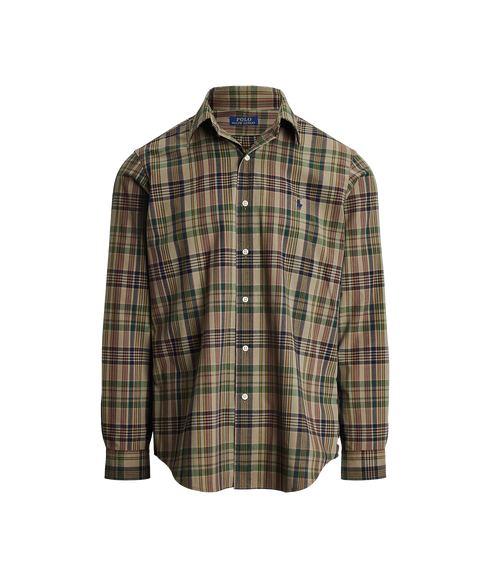 Custom Fit Plaid Performance Shirt - Brown
