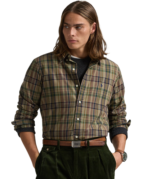 Custom Fit Plaid Performance Shirt - Brown