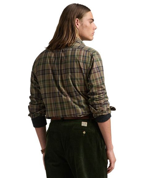 Custom Fit Plaid Performance Shirt - Brown