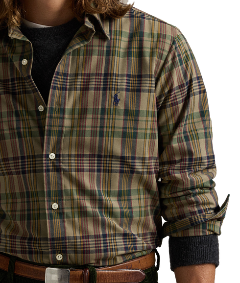 Custom Fit Plaid Performance Shirt - Brown