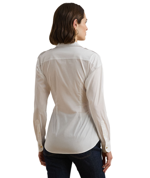 Tie-Front Cotton-Blend Shirt - White