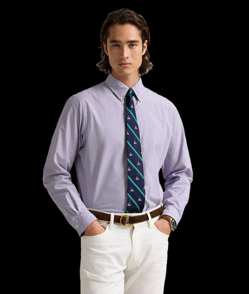 Classic Fit Checked Poplin Shirt - Purple