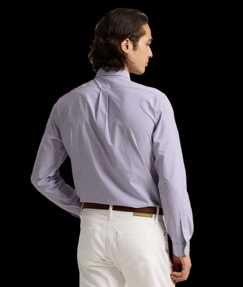 Classic Fit Checked Poplin Shirt - Purple