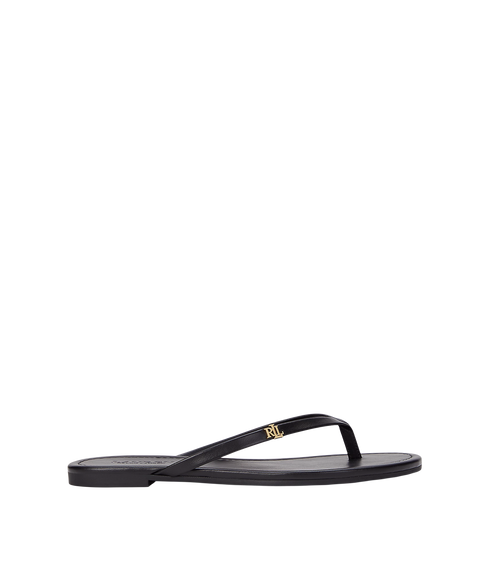Smooth Leather Raquel Flip Flop - Black