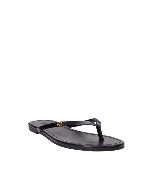 Smooth Leather Raquel Flip Flop - Black