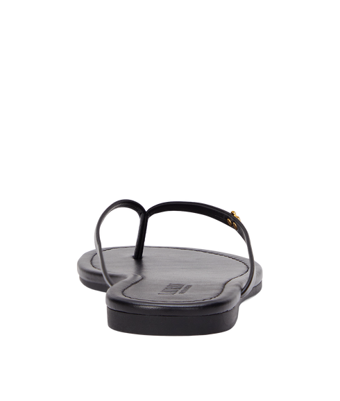 Smooth Leather Raquel Flip Flop - Black