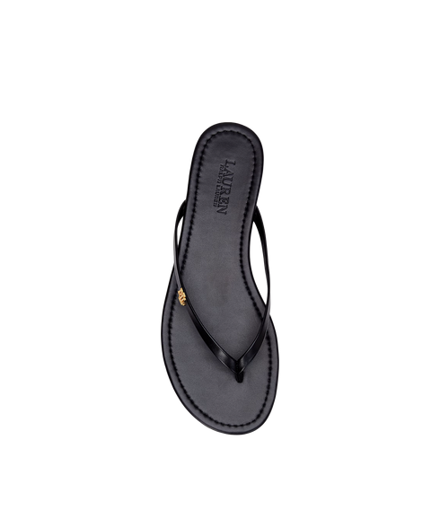 Smooth Leather Raquel Flip Flop - Black