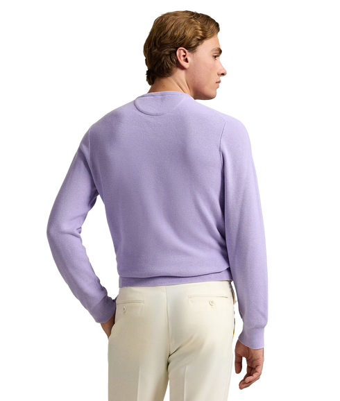 Textured Cotton Crewneck Sweater - Purple