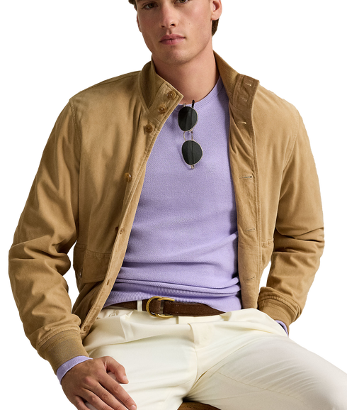 Textured Cotton Crewneck Sweater - Purple