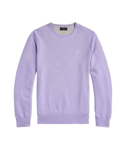 Textured Cotton Crewneck Sweater - Purple