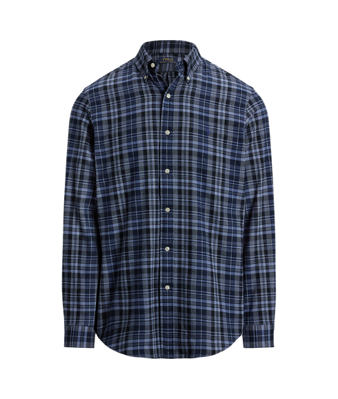 Custom Fit Plaid Performance Twill Shirt - Blue