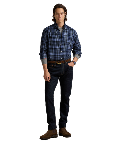 Custom Fit Plaid Performance Twill Shirt - Blue
