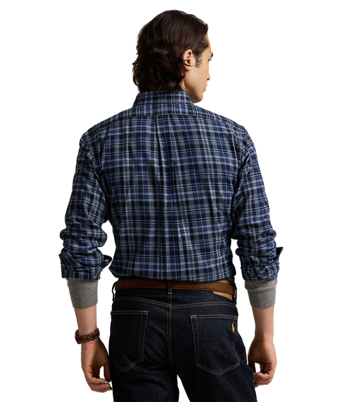 Custom Fit Plaid Performance Twill Shirt - Blue
