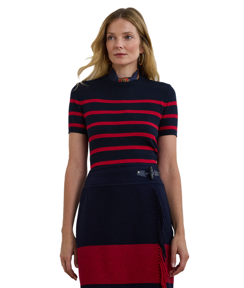 Striped Short-Sleeve Sweater - Multi