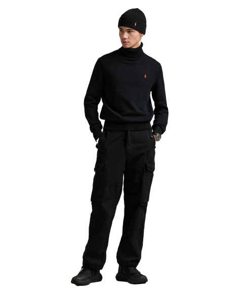 Cotton Turtleneck Sweater - Black
