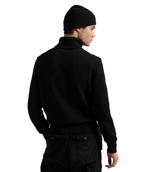 Cotton Turtleneck Sweater - Black
