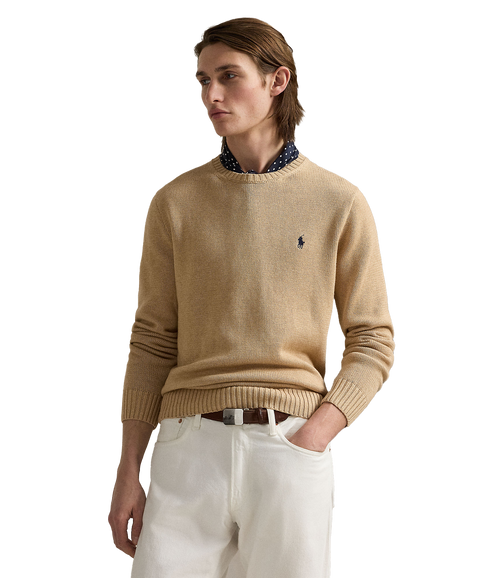 Cotton Crewneck Sweater - Beige