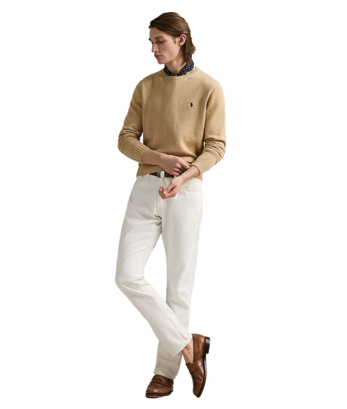 Cotton Crewneck Sweater - Beige
