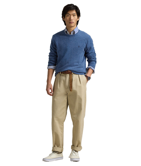 Wool-Cotton Crewneck Sweater - Blue