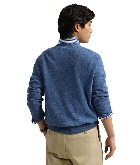Wool-Cotton Crewneck Sweater - Blue