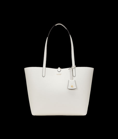 Faux-Leather Large Reversible Tote Bag - White