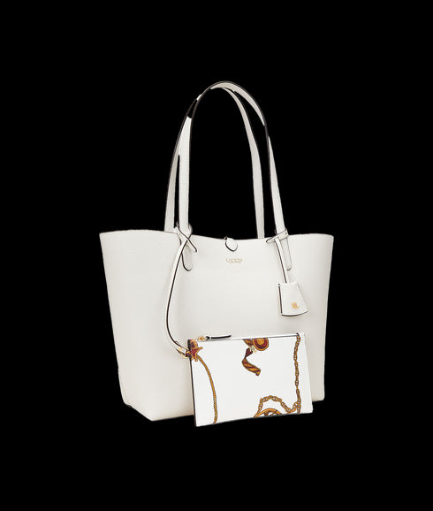 Faux-Leather Large Reversible Tote Bag - White