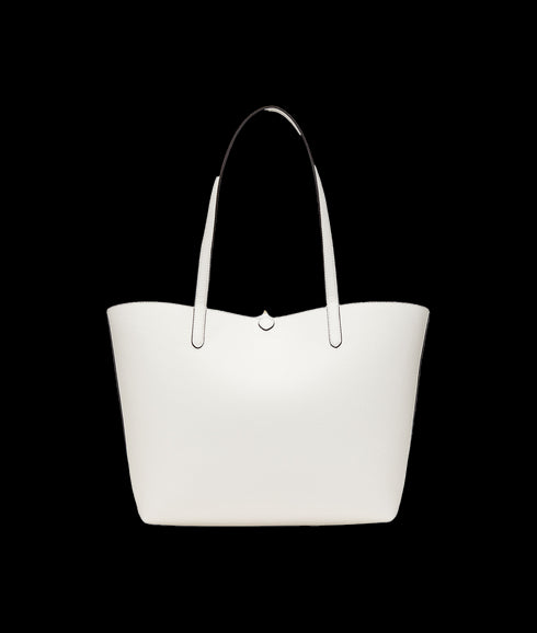 Faux-Leather Large Reversible Tote Bag - White