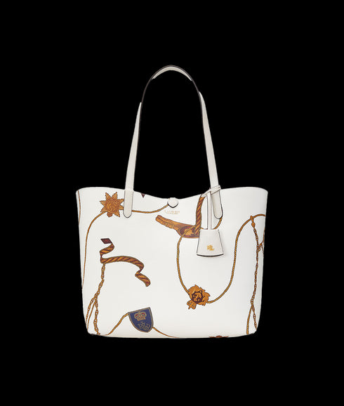 Faux-Leather Large Reversible Tote Bag - White