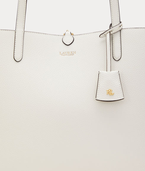 Faux-Leather Large Reversible Tote Bag - White