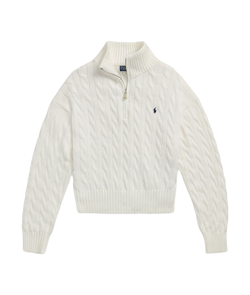 Cable-Knit Cotton Quarter-Zip Sweater - Cream