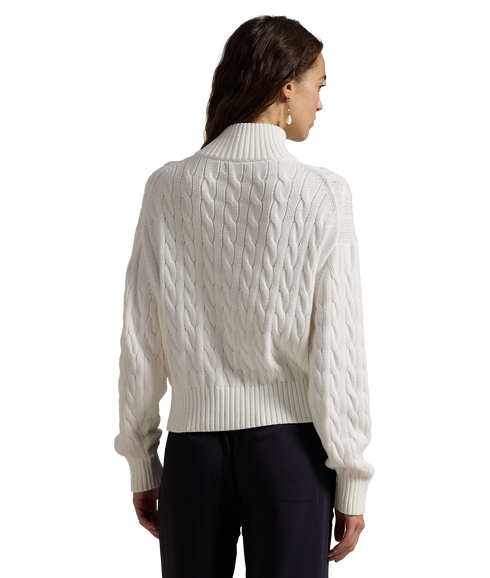 Cable-Knit Cotton Quarter-Zip Sweater - Cream