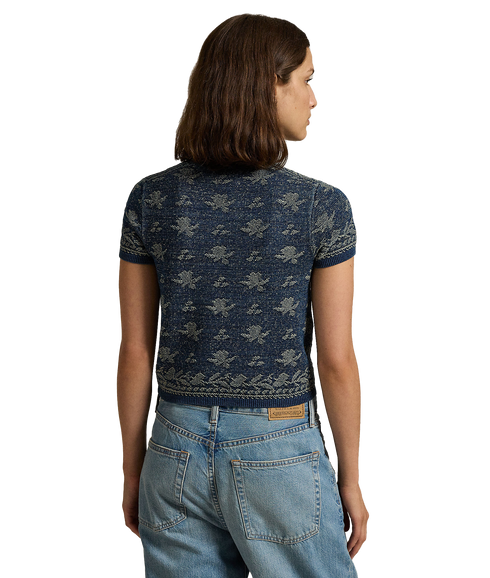 Floral Cotton Short-Sleeve Sweater - Multi