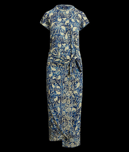 Print Linen Faux-Wrap Dress - Multi