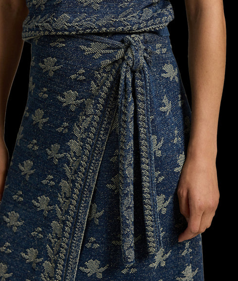 Floral Knit Cotton Wrap Skirt - Multi