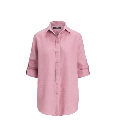 Relaxed Fit Linen Shirt - Pink