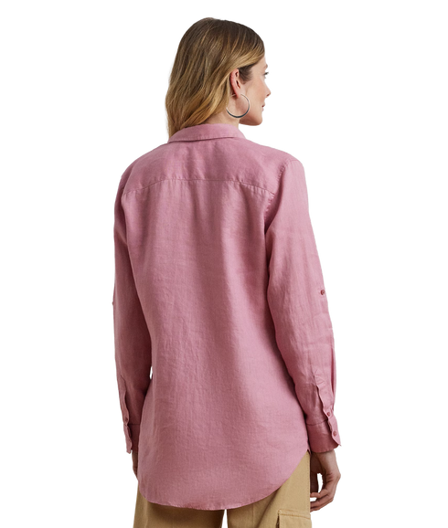 Relaxed Fit Linen Shirt - Pink