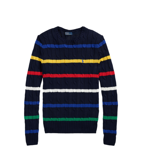 Striped Cable-Knit Cotton Sweater - Multi
