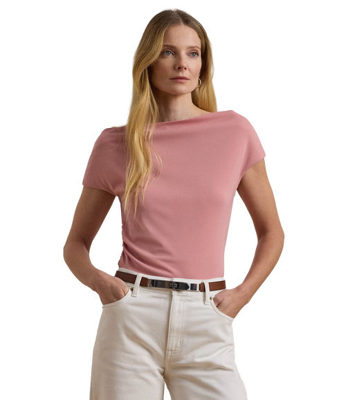 Jersey Asymmetrical Off-the-Shoulder Top - Rose Mauve
