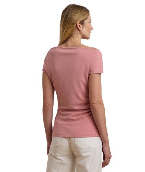 Jersey Asymmetrical Off-the-Shoulder Top - Rose Mauve